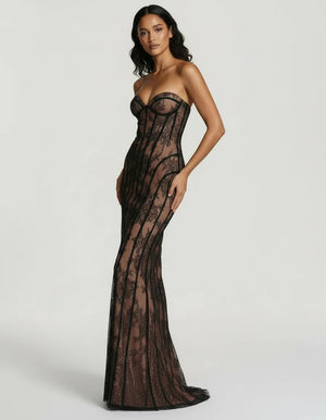 PATRIZIA - Abito in pizzo scolpito elegante
