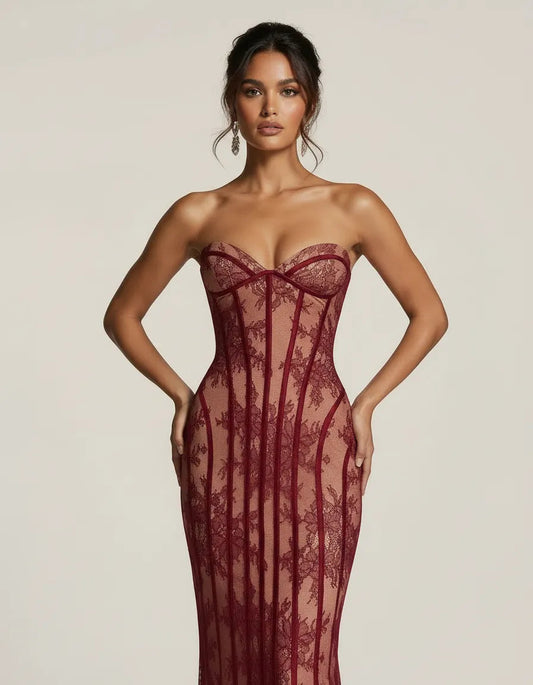 PATRIZIA - Abito in pizzo scolpito elegante