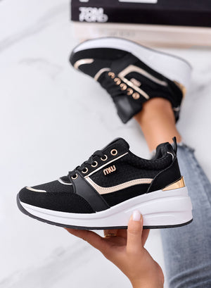 NATALIA - Sneakers Nere Platform con Dettagli Oro