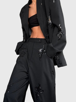 VALERIA - Tailleur due pezzi nero con paillettes