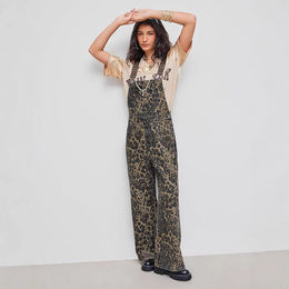 CHIARA - Jumpsuit leopardata a gamba larga retro