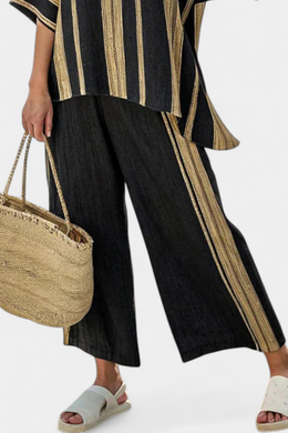 MATTEO - Set oversize a righe multicolori in lino rilassato