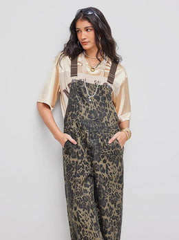 CHIARA - Jumpsuit leopardata a gamba larga retro