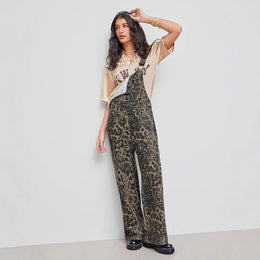 CHIARA - Jumpsuit leopardata a gamba larga retro
