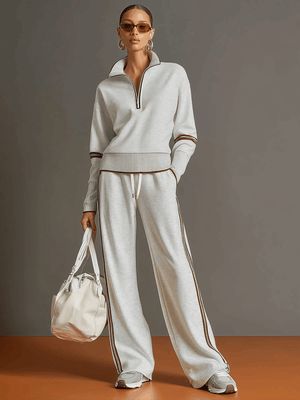 MIREVA - Completo in tessuto con blusa e pantaloni ampi