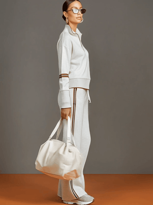 MIREVA - Completo in tessuto con blusa e pantaloni ampi