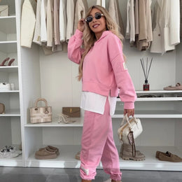 ALESSIA - Set felpa casual con cappuccio in tonalità miste