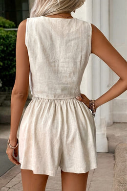 CHIARA - Completo short set color khaki con gilet e pantaloncini
