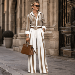 NICOLE - Completo due pezzi effet blu, nero o marrone