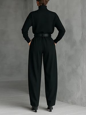 BERTILLA - Completo donna con top a collo alto e pantaloni multicolore