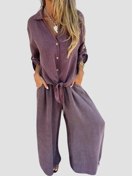 BEATRICE - Coordinato beige, viola e grigio
