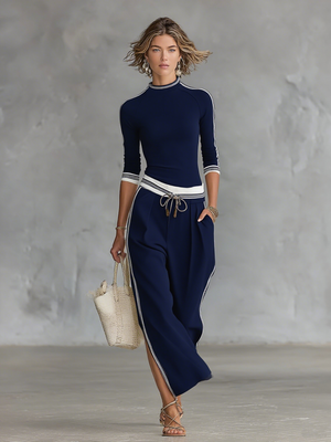 RODERO - Completo sportivo bianco e blu con felpa e pantaloni ampi