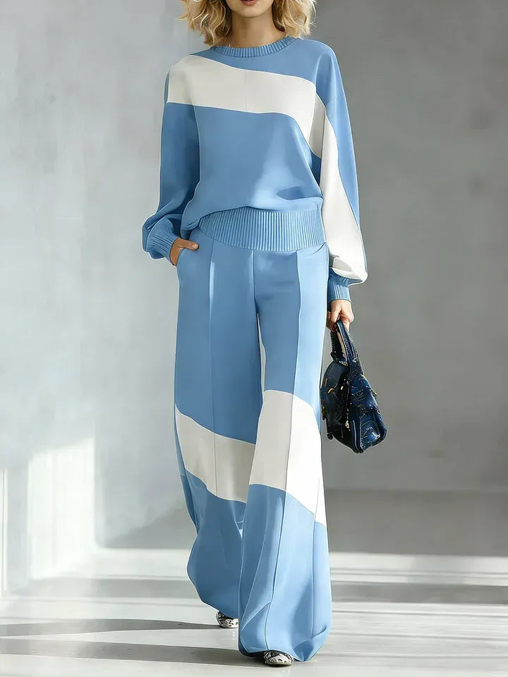 ORERO - Completo in maglia color block con pantaloni palazzo