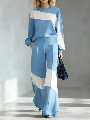 ORERO - Completo in maglia color block con pantaloni palazzo