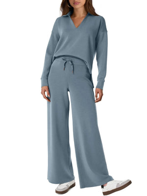 SIRMA - Completo casual donna in felpa blu polvere