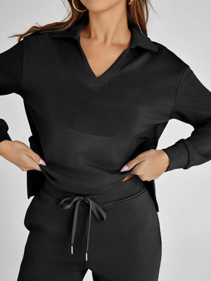 SIRMA - Completo casual donna in felpa blu polvere