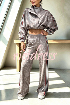 VALENZANO - Giacca sportiva colorblock a righe con stella e zip