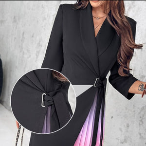 AUGUSTA - Abito blazer sartoriale con collo a revers e pieghe