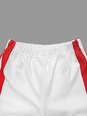 PETTINEO - Pantaloni bianchi gamba dritta a contrasto rigato