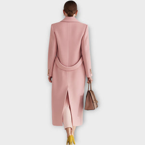 FOSCA - Cappotto lungo in lana rosa dallo stile raffinato