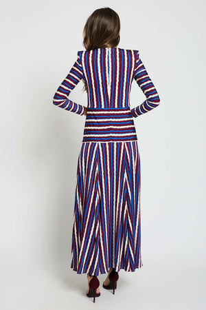 FRANCESCA - Maxi abito multicolor righe color block manica lunga