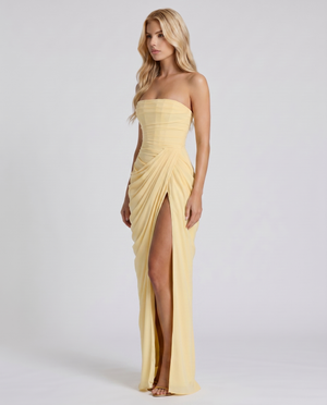 MELISSA - Abito maxi drappeggiato giallo