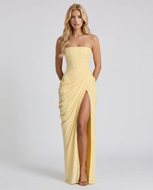 MELISSA - Abito maxi drappeggiato giallo