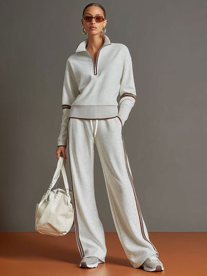 MIREVA - Completo in tessuto con blusa e pantaloni ampi
