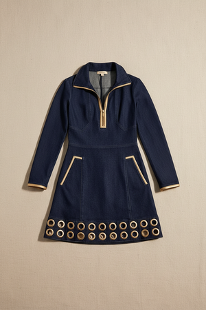 LIMOSA - Abito in denim con zip e dettagli ad anelli
