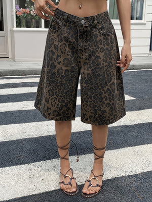 Jeans alla moda, nuovo stile, stampa leopardata, completo alla moda, abbinamento temperamento primavera estate, shorts da donna a mezza lunghezza — foto 3