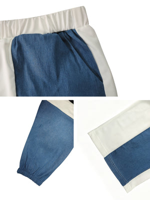 Taglie Forti - Set 2 Pezzi Primaverile/Autunnale Taglie Forti da Donna con Cappuccio, Patchwork Color-Block - Giacca Decorativa a Righe con Zip e Pantaloni Lunghi Dritti Color-Blocked, Tuta Felpa Casu — foto 4