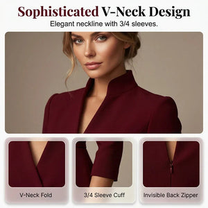 ANNARITA - Abito elegante con scollo a V in colori chic