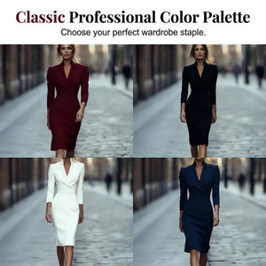 ANNARITA - Abito elegante con scollo a V in colori chic