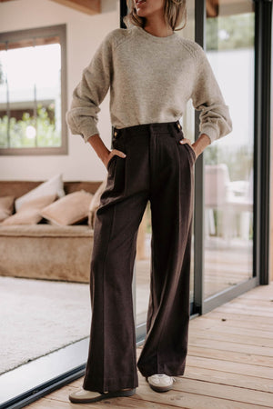 FIORENZA - Pantaloni marroni stile Austin