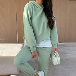 ALESSIA - Set felpa casual con cappuccio in tonalità miste