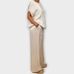 BIANCA - Set due pezzi satinato in bianco, nero, grigio o beige