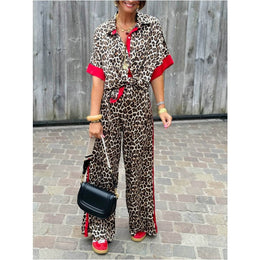 SOFIA - Set due pezzi leopardato rosso, verde e marrone
