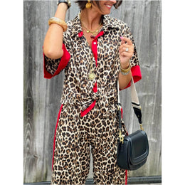 SOFIA - Set due pezzi leopardato rosso, verde e marrone