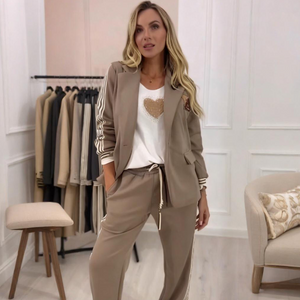 LUCIA - Completo donna blazer verde o grigio con righe laterali