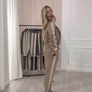 LUCIA - Completo donna blazer verde o grigio con righe laterali