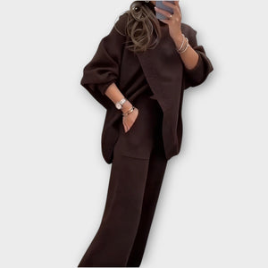 ALESSANDRA - Set lounge in maglia relaxed marrone beige