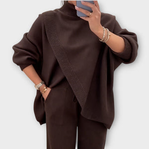 ALESSANDRA - Set lounge in maglia relaxed marrone beige