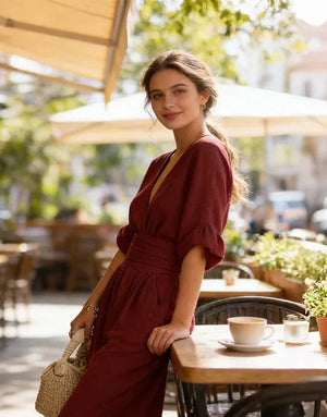 MORGANA - Overall ampio con scollatura a V in vari colori