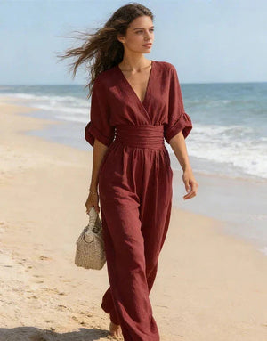 MORGANA - Overall ampio con scollatura a V in vari colori