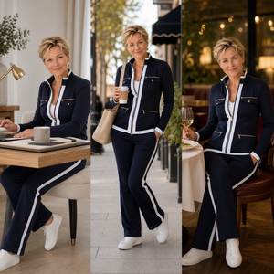 GIULIA - Completo due pezzi coordinato elegante viola e nero