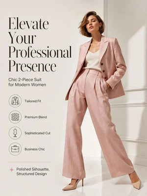 LUDOVICA - Completo elegante da lavoro in rosa, beige, grigio e caffè
