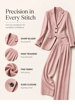 LUDOVICA - Completo elegante da lavoro in rosa, beige, grigio e caffè