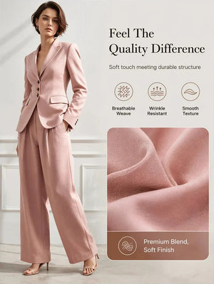 LUDOVICA - Completo elegante da lavoro in rosa, beige, grigio e caffè